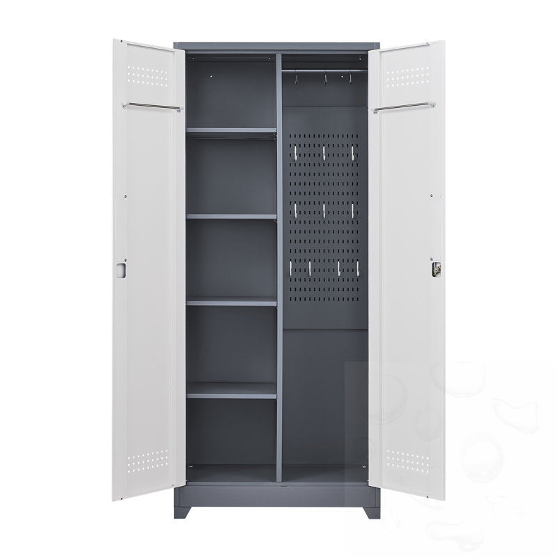 Metal Storage Cabinets with Adjustable Shelves, Gray/White