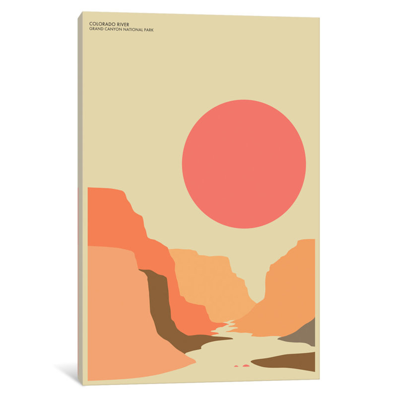 Grand Canyon, impression sur toile tendue, H 60 po x l 40po x P 1,5 po, Toile avec cadre noir, Pas de tapis