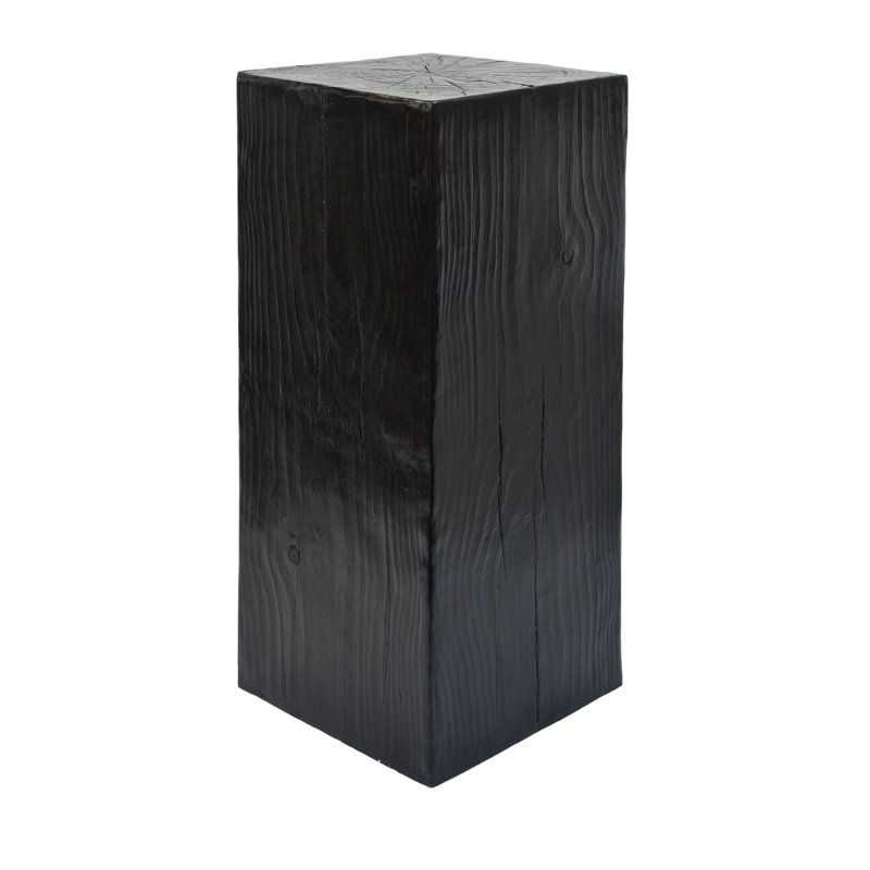 Table d'appoint empilable carrée noire à colonne, 85% et 15% rétro, surface de 14,5 po, pour une esthétique de salon, bon bureau