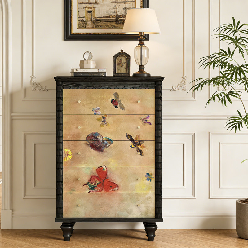 Commode d'entrée Mid-Century en bois massif, Noir
