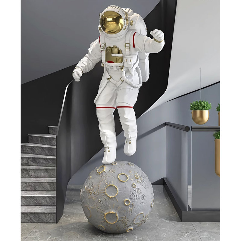 Creative Astronaut Spacewalk Fibreglass Decorative Item, 78.74" H x 37.4" W x 37.4" D