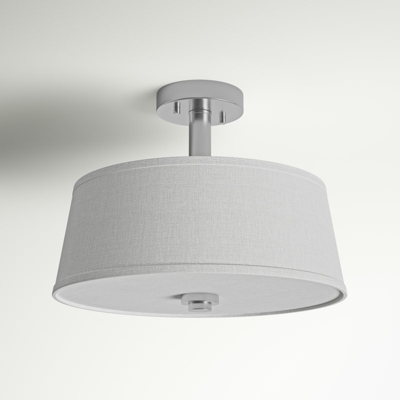 Bomberger Cotton Semi Flush Mount, Satin Platinum, White