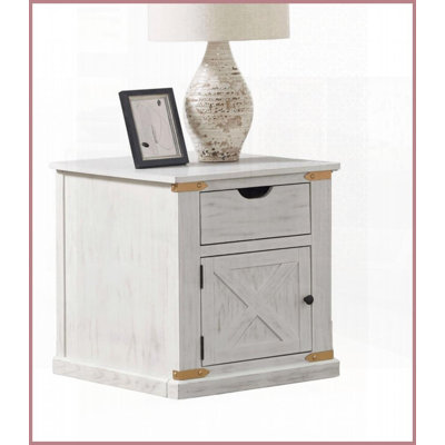 Table basse rustique en or blanc antique avec tiroir de rangement Tablette ouverte pour le salon