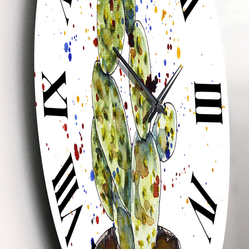 Cactus Houseplant - Horloge murale traditionnelle, Moyen