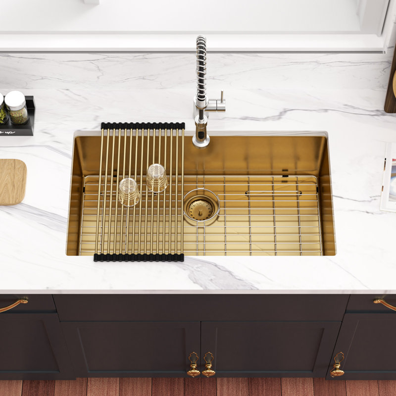 Évier de cuisine simple en acier inoxydable calibre 16 SUS304 Sarlai L 32 po x l 19 po Sarlai
