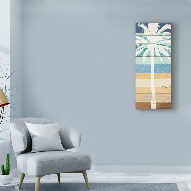« beachscape palms iv », reproduction d’impression sur toile tendue, H 24 po x l 10 po x P 2 po
