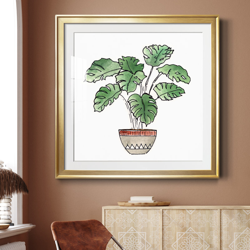 Boho Greenery II - peinture encadrée, Cadre doré, H 26,5 po x l 26,5 po x P 1,5 po
