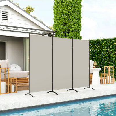 3 Panel Room Divider Screen, 6 Ft Tall Folding Privacy Screen, Freestanding Partition Wall Divider for Indoor, Home Office, Light Gray