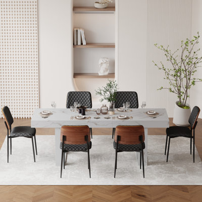 6 - Person Dining Table Sets With Rectangular Extendable Dining Table & Upholstered Chairs