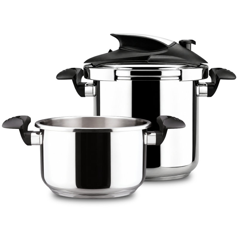 Ensemble d'autocuiseur Stovetop Magefesa Nova, 4,2 et 6,3 pintes, cuisson rapide, verrouillage facile, acier inoxydable 18/10, compatible avec l'induction, 5 caractéristiques de sécurité, 11,6 PSI