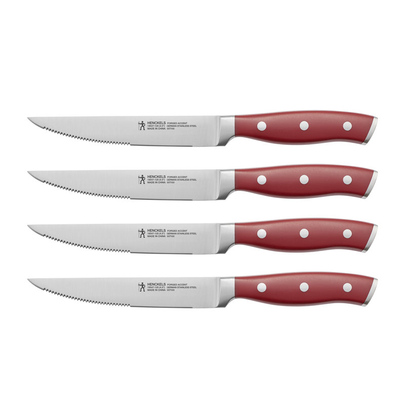 Forged Accent Red Stainless Steel Steak Knife Set of 4