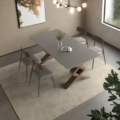Sintered stone ash dining table set