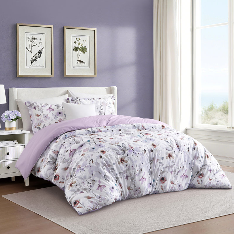 Ensemble d'édredon en microfibre 2 pièces Manoja, Lit simple, Mauve