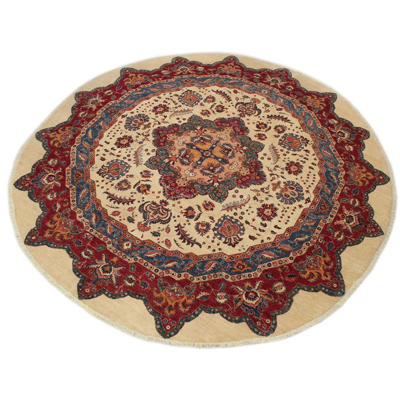 Tapis oriental beige en laine noué à la main Cartley