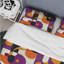 Ensemble de housse de couette orange, mauve et géométrique rétro-109145822