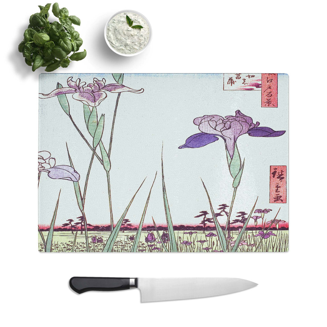Glass Irises At Horikiri by Utagawa Hiroshige Chopping Board
