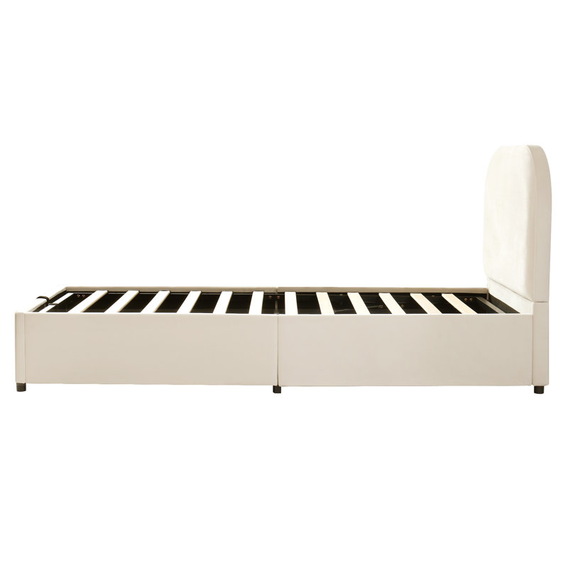 3ft Ottoman Bed Velvet, Beige