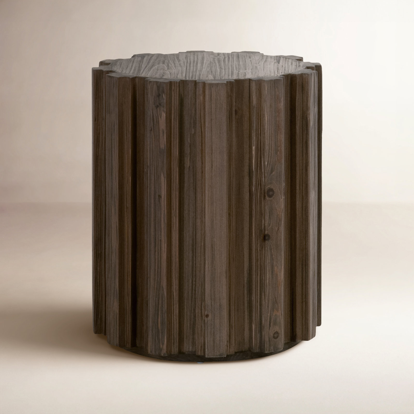 Caselyn 20.75'' tall Drum End Table, Dark Brown