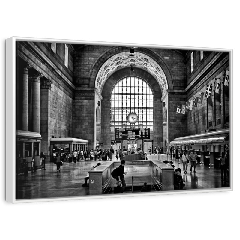 Toronto Union Station 3:23PM, Floating Frame White, 43" X 29"