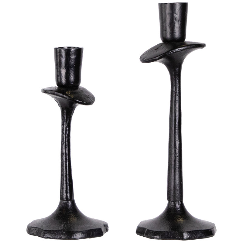 Taper Candle Holders With Scalloped Base - 9.5" - Set Of 2