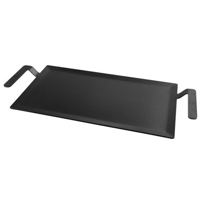 Carbon Steel Griddle 20x10 in Flat Top Pre-Seasoned Plate with Handle, Ideal for BBQ, Eggs, Burgers, Non-Stick, Portable Rectangular Cookware with Meat Press, Suitable for Outdoor Gas Grill/Stove, Induction