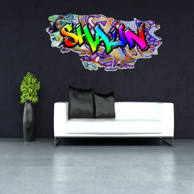 Adhésif décoratif personnalisé nom graffiti: art en vinyle Hip Hop personnalisé, autocollant de décoration de chambre amovible