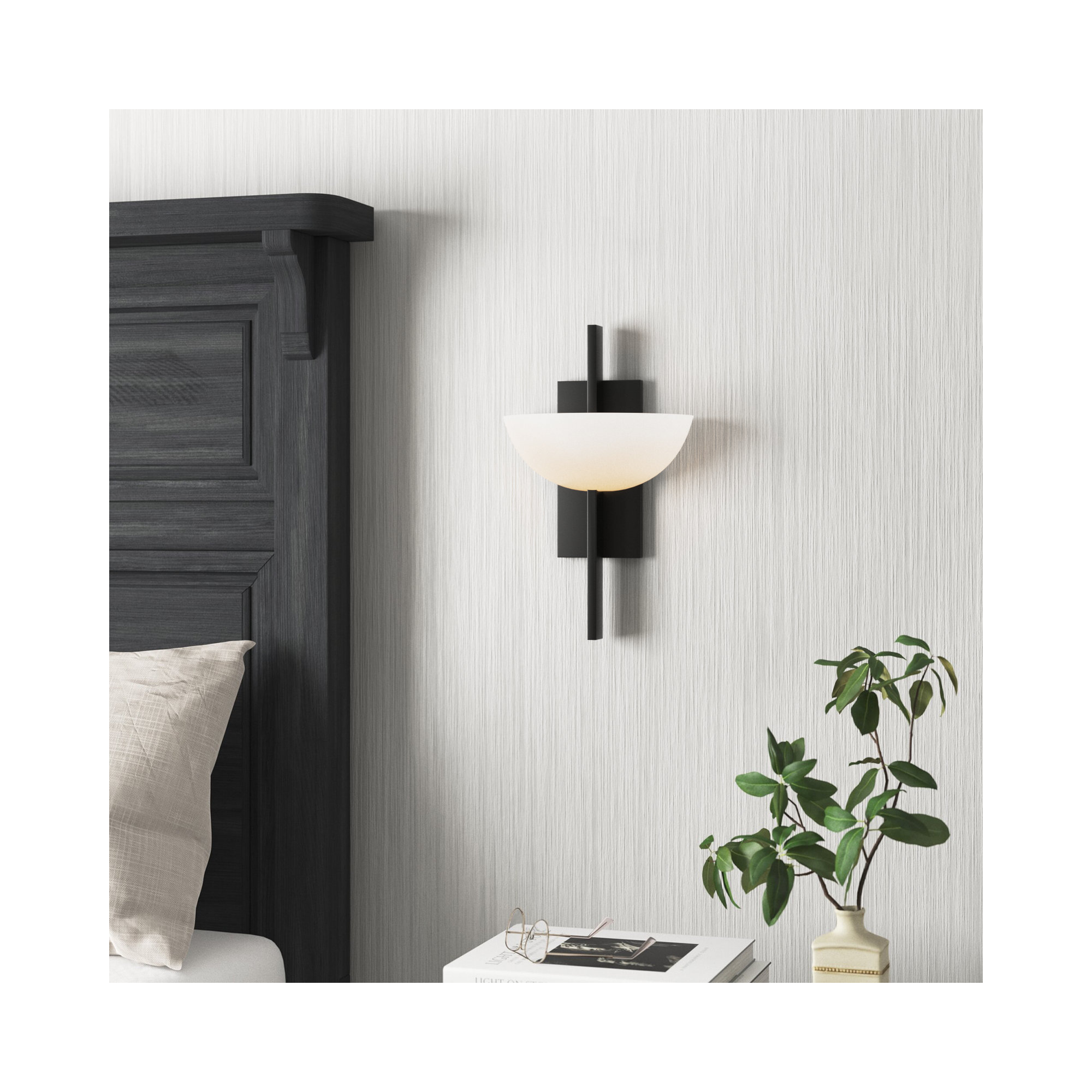 Chenery 1-Light Wall Sconce In Warm Brass, Black