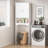 Over Toilet Storage Cabinet, White Wood Bathroom Shelf With Movable Partition Board Unit, Removable Wooden Panel