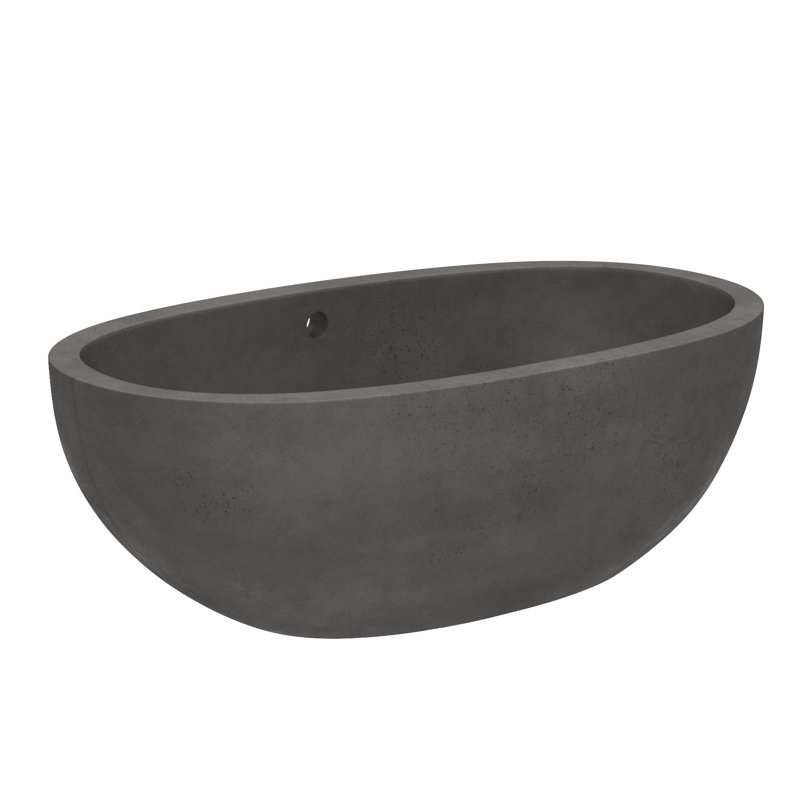 Avalon NativeStone Freestanding Soaking Cement Bathtub, Slate, 21" H x 36" W x 62" L