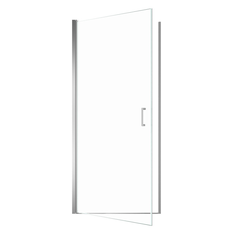 Porte de douche pivotante semi-sans cadre 24 po x l 72 po en chrome avec verre trempé épais de 1/4 po (6 mm), Chrome