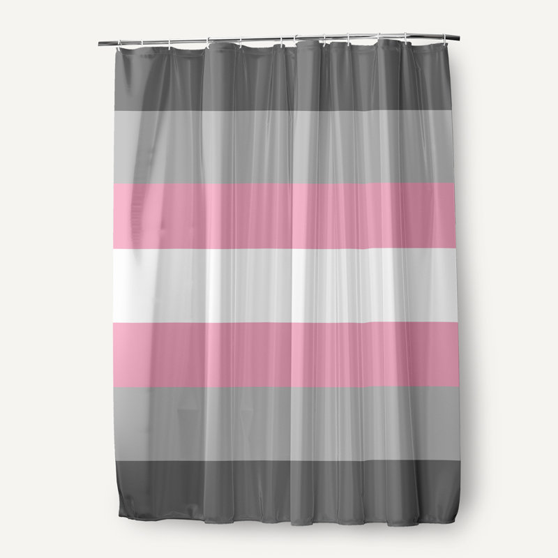 Rideau de douche en polyester durable inclusif, Gris/rose/blanc