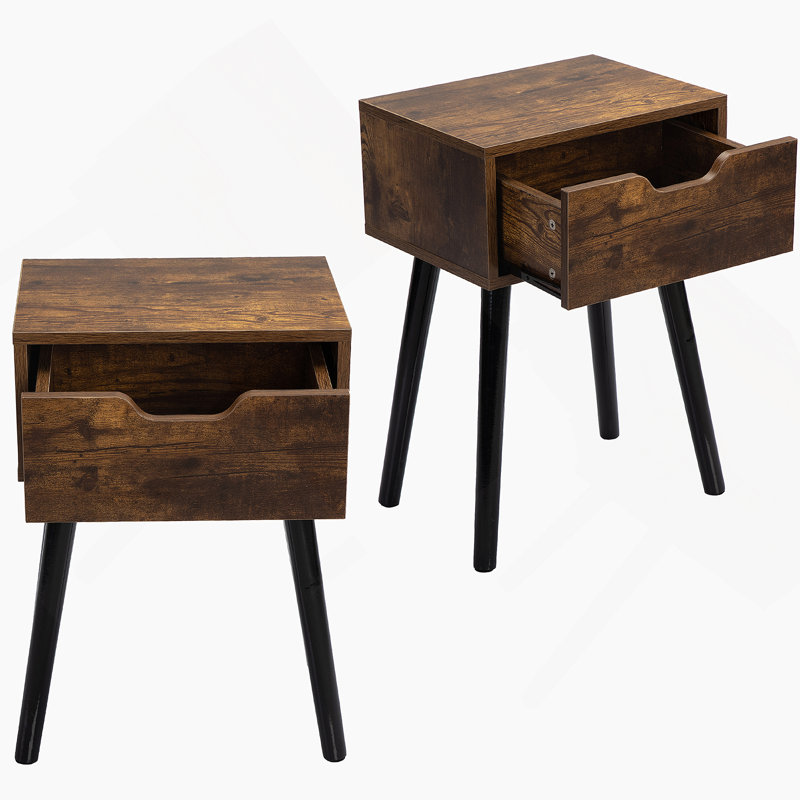 Table d'appoint en bois, table de bout avec 1 tiroir de rangement, table de chevet pour la chambre à coucher