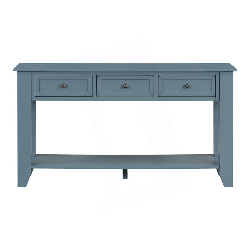 Console moderne avec trois tiroirs de rangement, Bleu