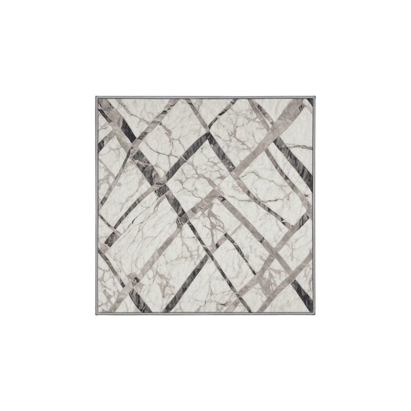 Machine Washable Gray Area Rug, Square 5'