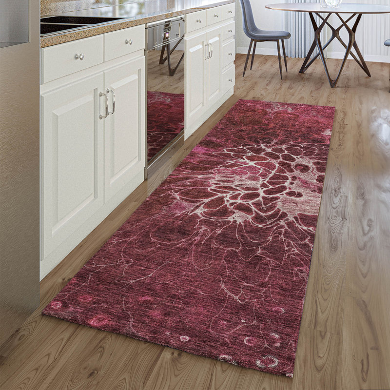 Premium Machine Washable Fehr Merlot Rug, Runner 2'3" x 7'6"
