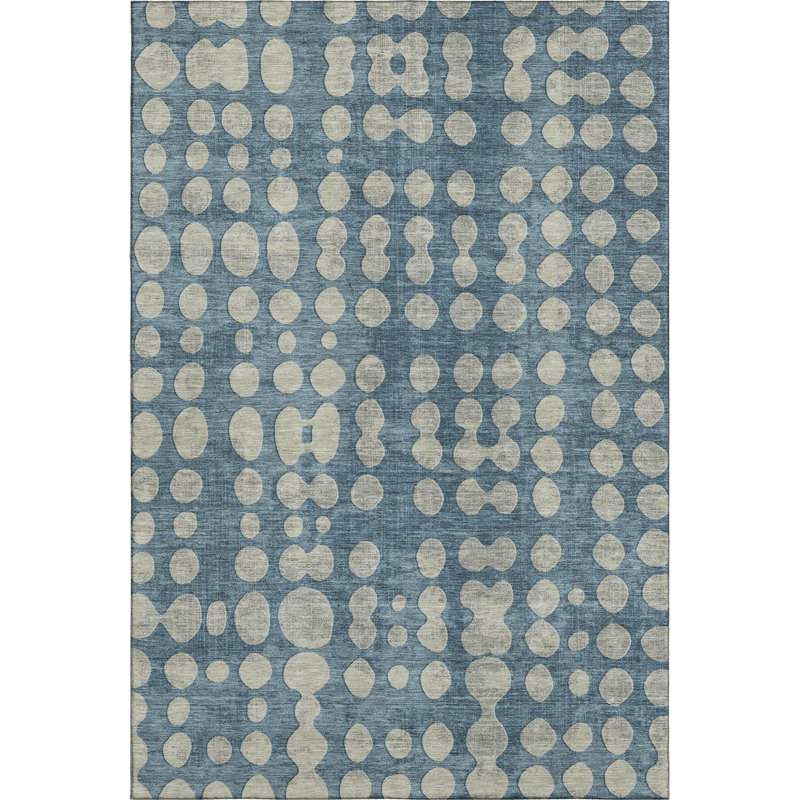 Premium Machine Washable Prisco Denim Rug, Rectangle 3' x 5'