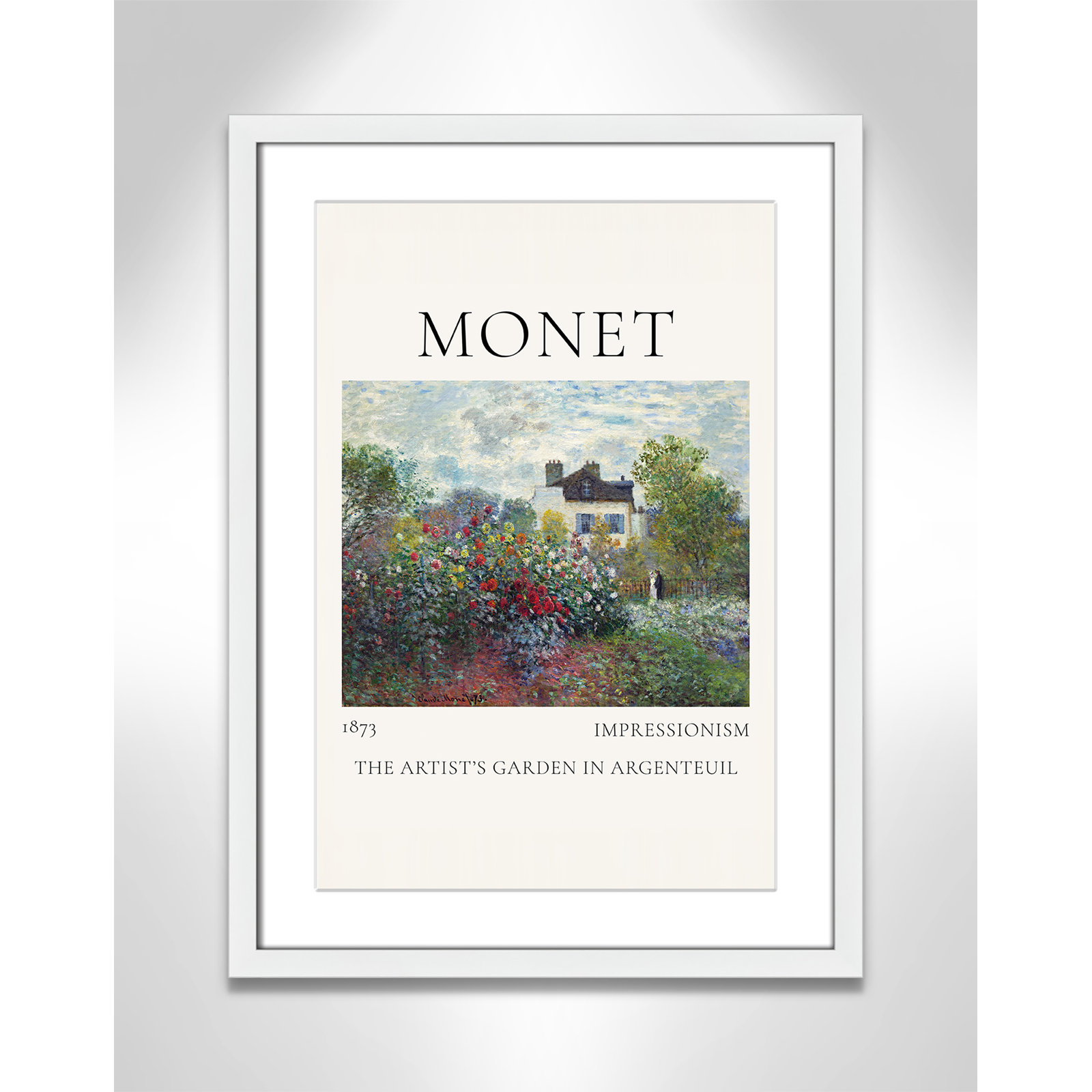 Rocchetto "Artists Garden in Argenteuil" Print, White Single Picture Frame, Yes, 23" H x 17" W x 1.25" D