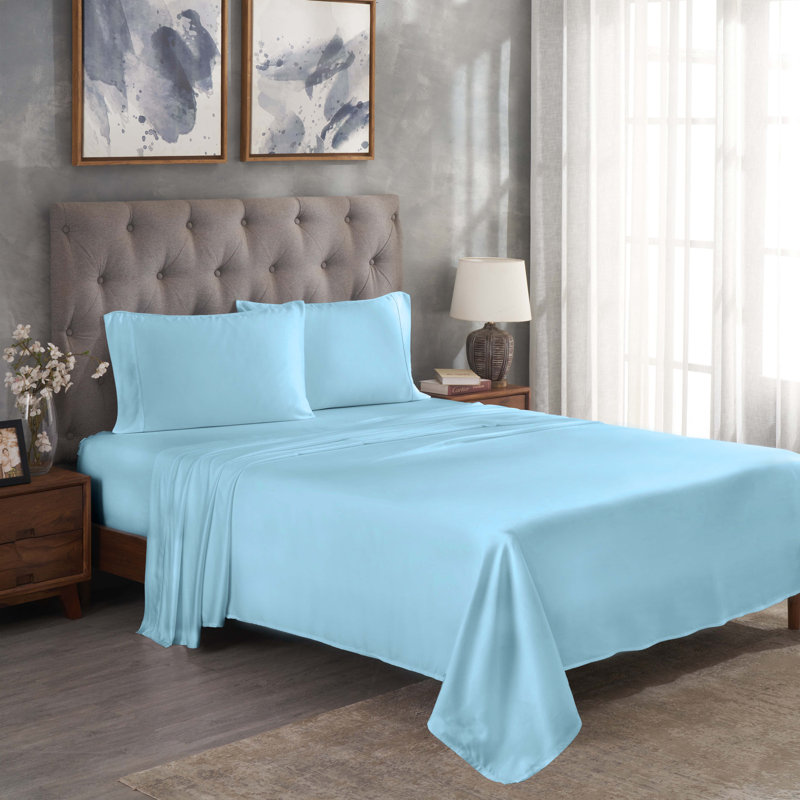 Lit de poche modulaire modulaire de Beechwood, Ensemble de draps pour taille de lit grand avec dr, Bleu clair