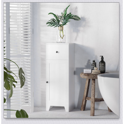 kleankin Short Bathroom Storage Cabinet (White)