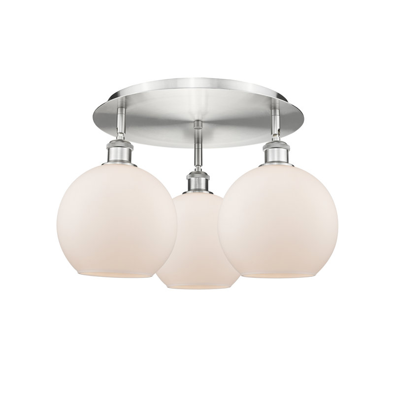 Ellington Glass Flush Mount, Matte White, Satin Nickel
