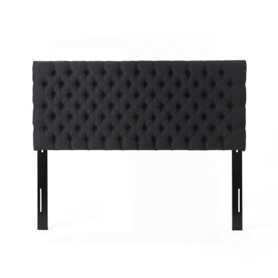 Tufted Upholstered Queen Size Bed Headboard in Modern Button Design, Adjustable Solid Wood Head Board, Solid Wood Head Board with Durable Metal Legs in Bedroom