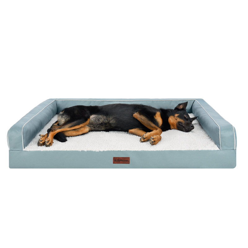 Textured Plush Fur & Coated Poly Modern Sofa Style Dog Bed, Riverway, 10.5" H x 53" W x 40" D