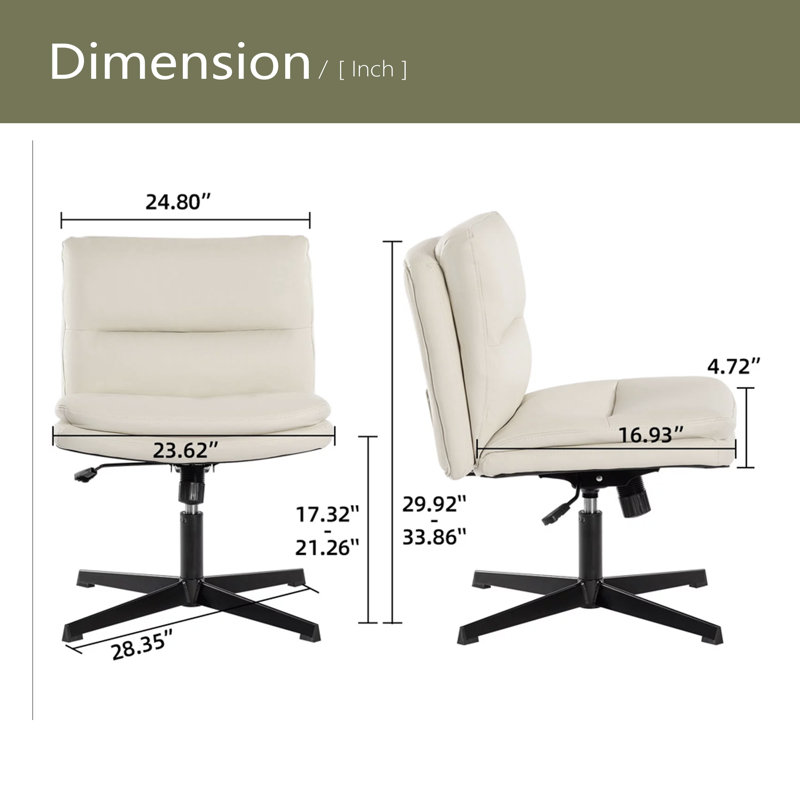Chaise de bureau en polyuréthane sans accoudoirs, Blanc