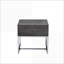Table basse en chêne gris et finition chromée par Iban - Gain de place avec tiroir en feutre pour petits espaces