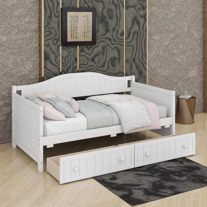 Twin Wooden Daybed With 2 Drawers