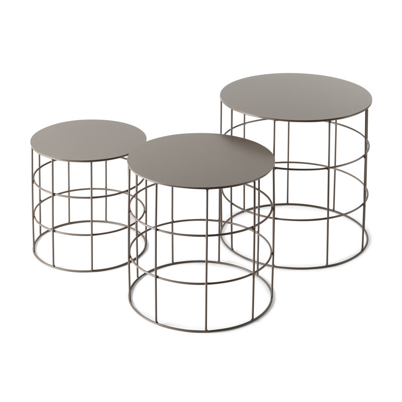 Reton Pedestal Nesting Tables, Beige Grey