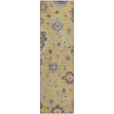 Premium Machine Washable Prisco Gold Rug