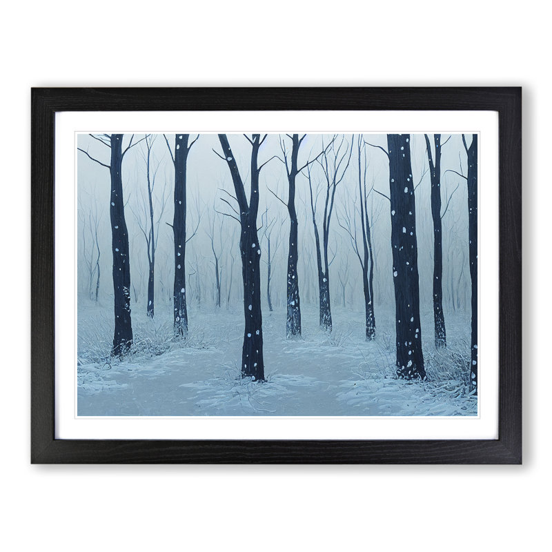 XH1022-10209X Winter Forest Snow Vol.2 - Single Picture Frame Print, 46cm H x 64cm W x 2cm D, Black Framed