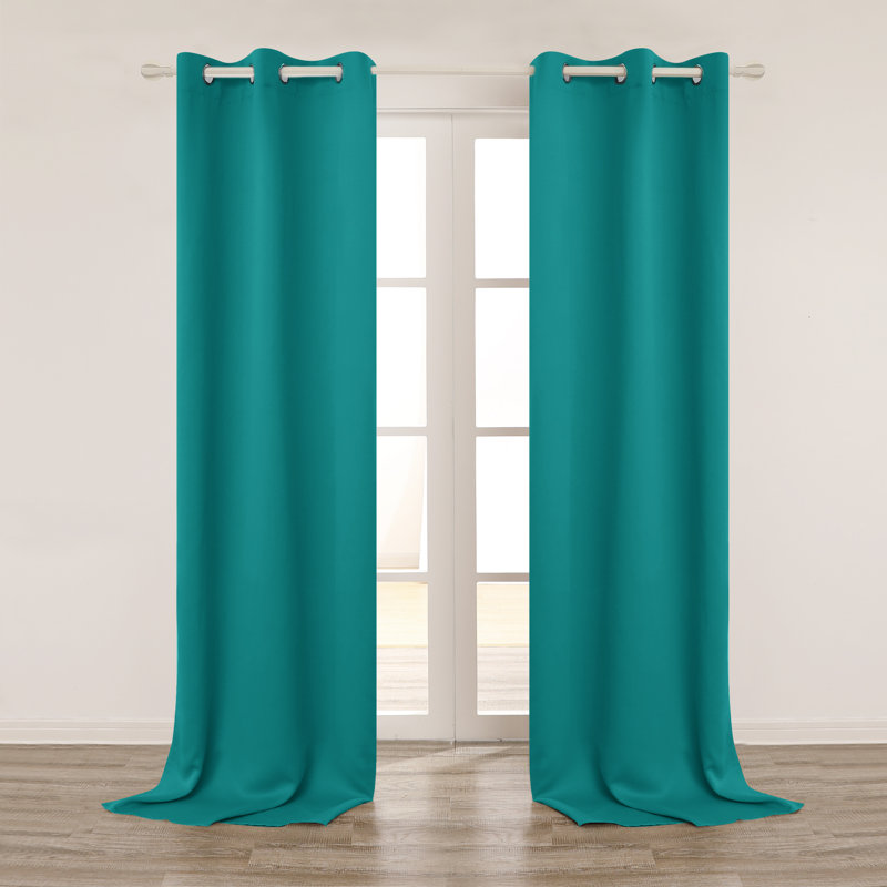 Lionel Room Darkening Curtain Single Panel, Turquoise, 42" W x 63" L