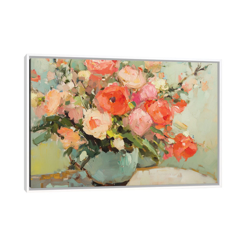 Blush Blooms - reproduction d'art murale - toile encadrée, H 18 po x l 26 po, Toile à cadre flottant sans passe-partout